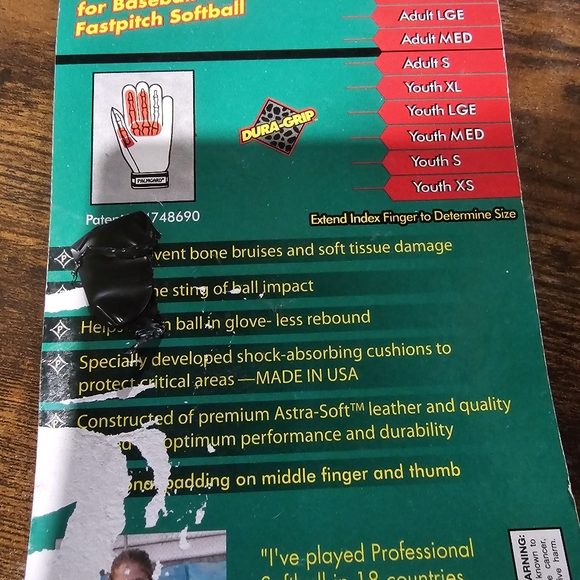 NIP- Markwort Palmgard Xtra Inner Glove, Black- Childrens size XL- Right Hand - Picture 2 of 11